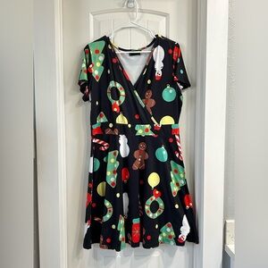 Festive Holiday Print Dress